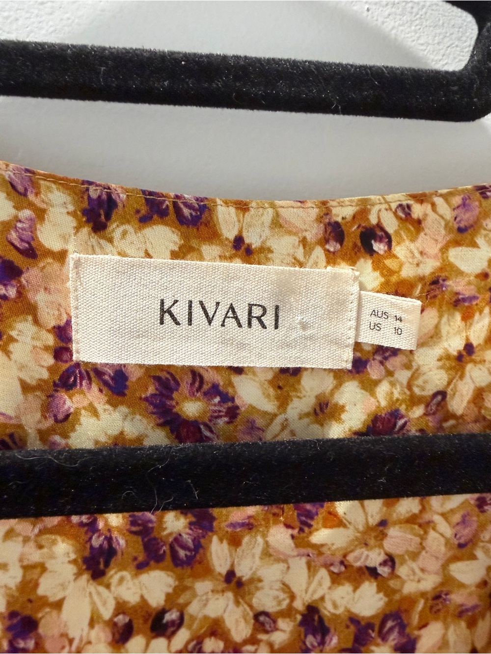 KIVARI Mia Tie Front Floral Mini Dress Golden Ditsy Size 10 - Picture 11 of 12